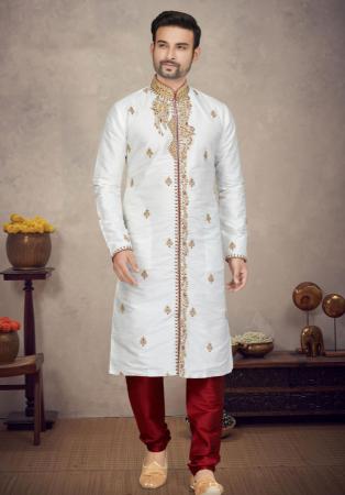 Picture of Sightly Cotton & Silk Off White Kurtas