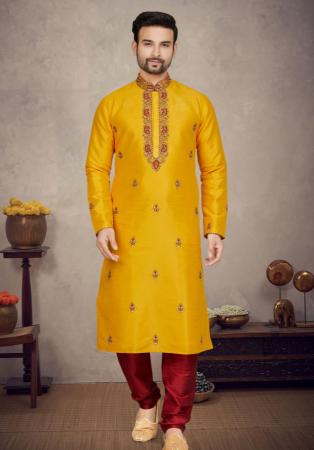 Picture of Pleasing Cotton & Silk Golden Rod Kurtas