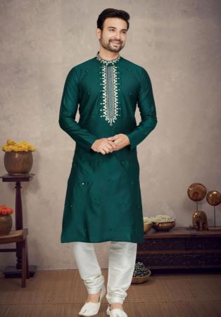 Picture of Pretty Cotton & Silk Sea Green Kurtas