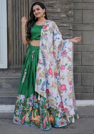 Picture of Sightly Silk Sea Green Lehenga Choli