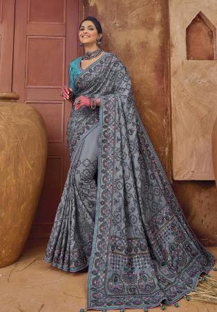 Picture of Admirable Silk Slate Grey Saree