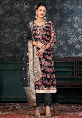 Picture of Marvelous Chiffon Black Straight Cut Salwar Kameez