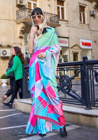 Picture of Resplendent Crepe & Silk Powder Blue Saree