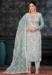 Picture of Organza Dark Slate Grey Straight Cut Salwar Kameez