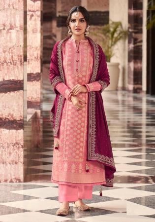 Picture of Synthetic Rosy Brown Straight Cut Salwar Kameez