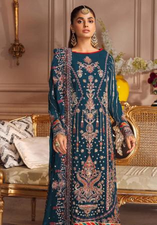 Picture of Georgette Midnight Blue Straight Cut Salwar Kameez