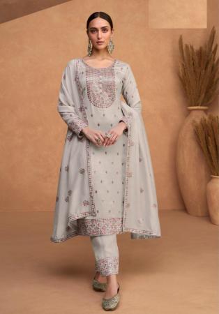 Picture of Delightful Silk Dim Gray Straight Cut Salwar Kameez