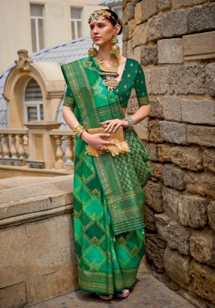 Picture of Sightly Silk Dark Green Saree