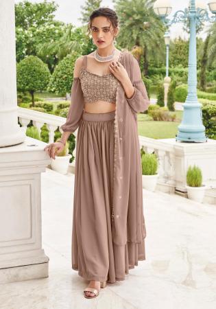 Picture of Excellent Georgette Rosy Brown Lehenga Choli