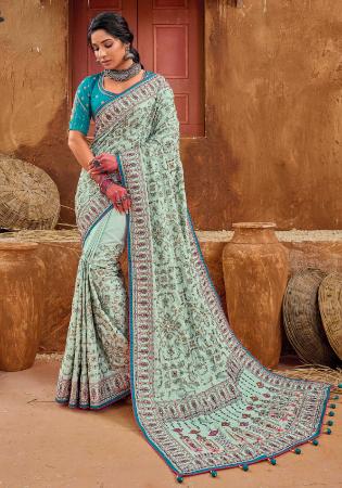 Picture of Pleasing Silk Dark Sea Green Saree