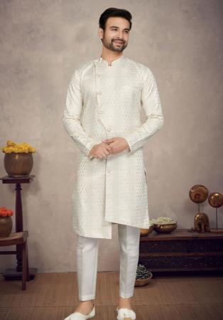 Picture of Exquisite Silk Off White Kurtas