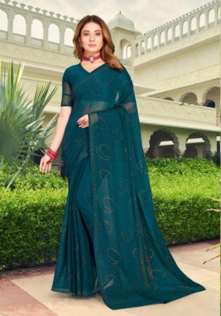 Picture of Beautiful Silk Teal Saree