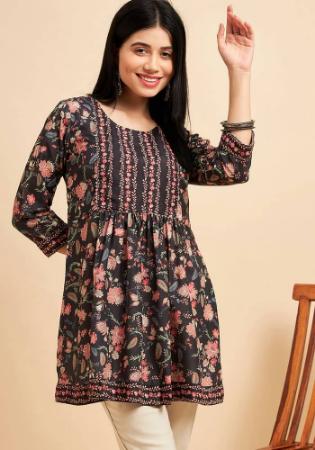 Picture of Charming Chiffon Dark Olive Green Kurtis & Tunic