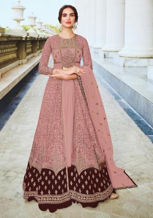 Picture of Appealing Net Tan Straight Cut Salwar Kameez