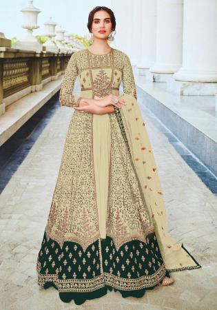 Picture of Nice Net Tan Straight Cut Salwar Kameez