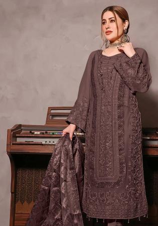 Picture of Marvelous Georgette Brown Straight Cut Salwar Kameez