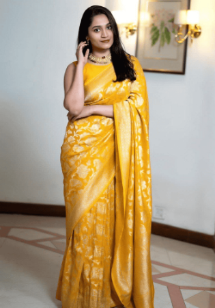 Picture of Radiant Silk Golden Rod Saree