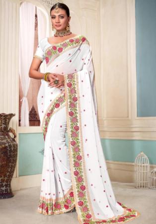 Picture of Comely Georgette White Saree