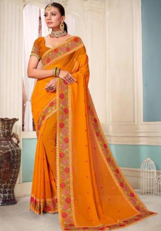 Picture of Sightly Georgette Dark Orange Saree