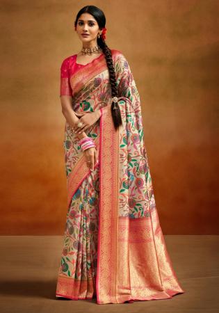 Picture of Pretty Silk Indian Red Saree