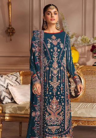 Picture of Georgette Midnight Blue Straight Cut Salwar Kameez