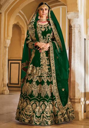 Picture of Exquisite Chiffon Dark Green Lehenga Choli