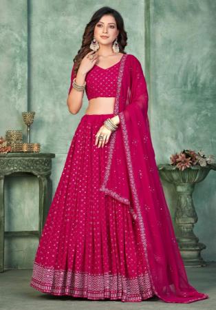 Picture of Lovely Georgette Medium Violet Red Lehenga Choli