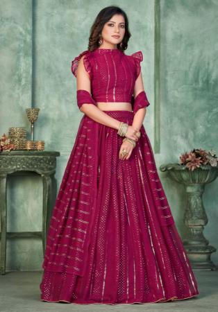 Picture of Ravishing Georgette Deep Pink Lehenga Choli