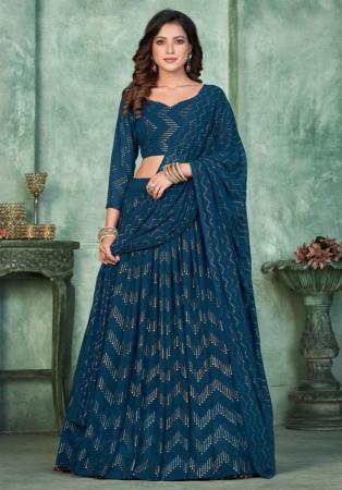 Picture of Pretty Georgette Midnight Blue Lehenga Choli