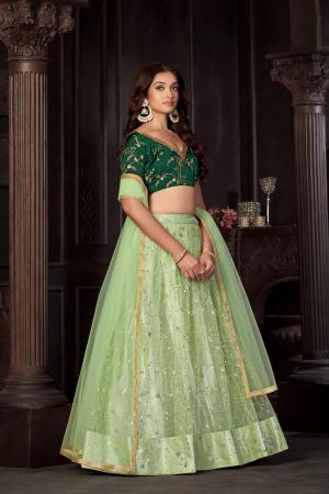 Picture of Ideal Georgette Dark Sea Green Lehenga Choli