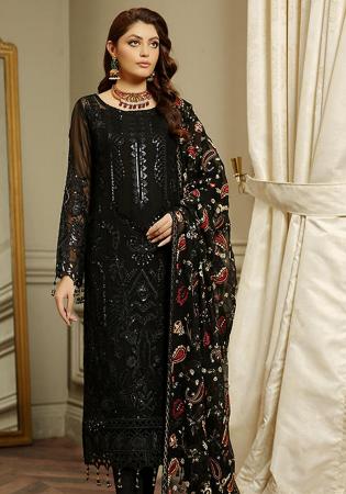 Picture of Good Looking Georgette Black Straight Cut Salwar Kameez