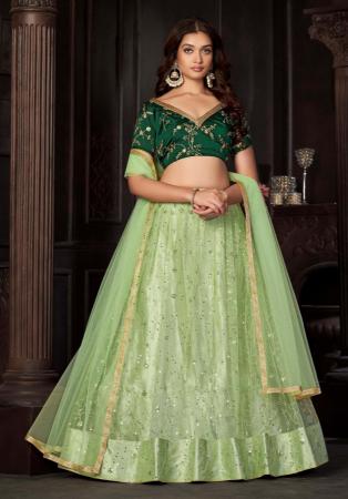 Picture of Appealing Silk Dark Sea Green Lehenga Choli