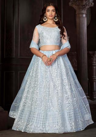 Picture of Wonderful Silk Light Steel Blue Lehenga Choli