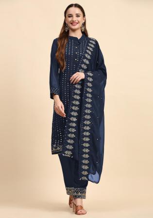 Picture of Georgette Dark Slate Grey Straight Cut Salwar Kameez