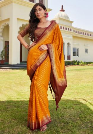 Picture of Delightful Georgette Golden Rod Saree