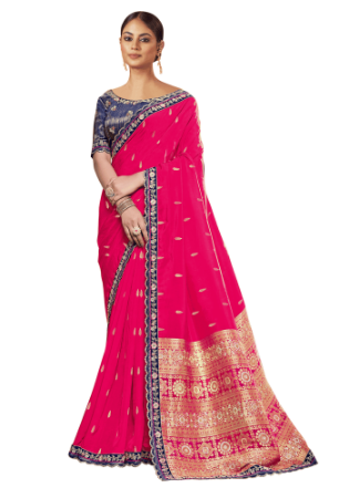 Picture of Lovely Silk Deep Pink Saree