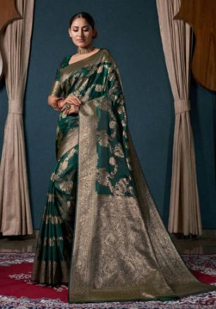 Picture of Exquisite Satin & Silk Dark Green Saree