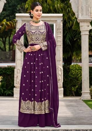 Picture of Shapely Georgette Purple Readymade Salwar Kameez