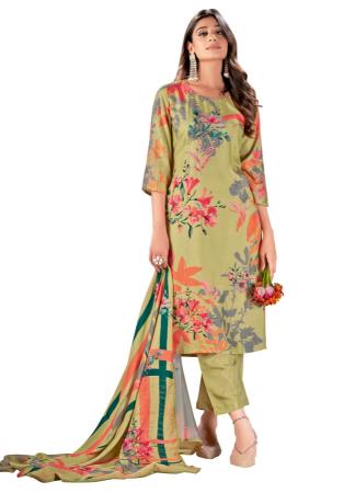 Picture of Good Looking Satin Dark Khaki Readymade Salwar Kameez