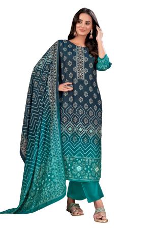 Picture of Satin Dark Slate Grey Readymade Salwar Kameez