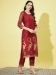 Picture of Cotton & Silk Maroon Readymade Salwar Kameez