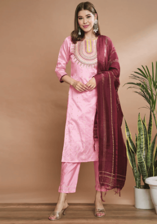 Picture of Enticing Silk Lavender Blush Readymade Salwar Kameez