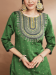 Picture of Silk Dark Olive Green Readymade Salwar Kameez