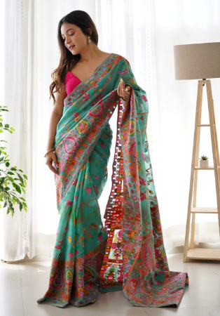 Picture of Good Looking Silk Sea Green Saree