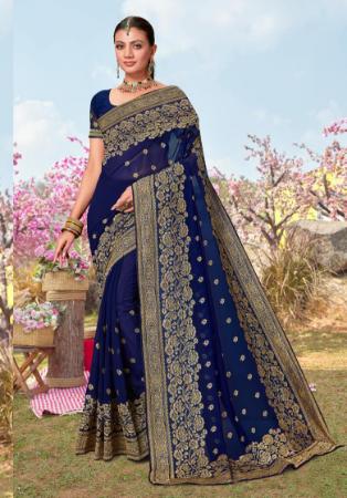 Picture of Grand Georgette Midnight Blue Saree