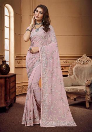 Picture of Amazing Georgette Rosy Brown Saree