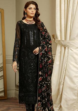 Picture of Beautiful Georgette Black Straight Cut Salwar Kameez