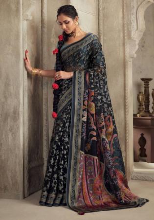 Picture of Amazing Organza Navy Blue Saree