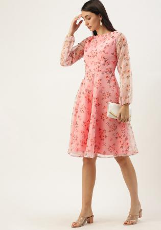 Picture of Rayon & Georgette & Organza Pink Kurtis And Tunic