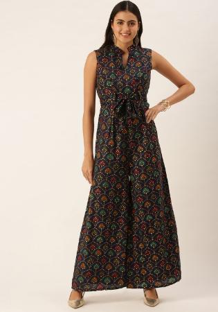 Picture of Rayon & Georgette & Organza Indigo Kurtis And Tunic